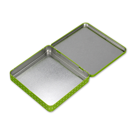 rectangular tin box with hinged lid